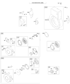 Blower Housing, Guards, Rewind Starter Diagram and Parts List for 196422-0022-XX  Briggs and Stratton Engine